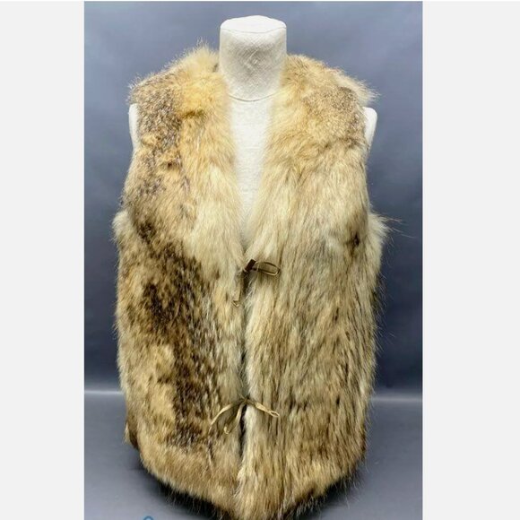 Vintage Handmade Speckled Eastern Coyote Fur Vest Winter Women's M/L 36" Ches - Picture 11 of 14